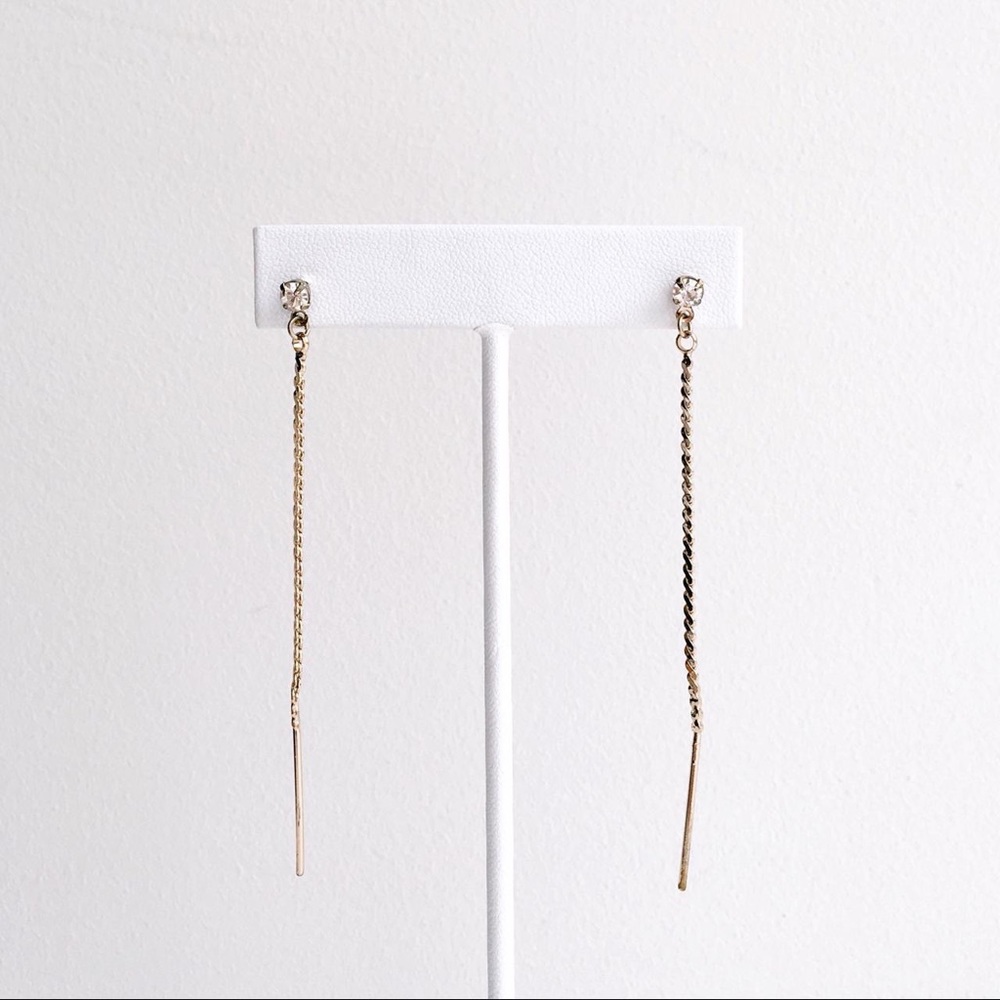NWOT Ultra Minimal God Bar & Diamond Earrings